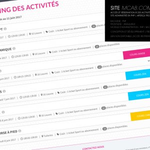 Site mcab.com - aperçu front-end