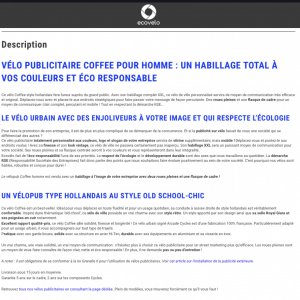 Création de fiche-produit pour le E-Commerce de Ecovélo