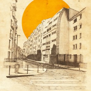 Street view Paris - croquis au liner & photoshop