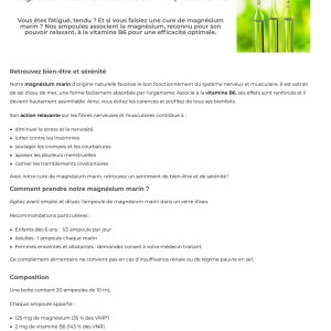 Fiche produit : complément alimentaire