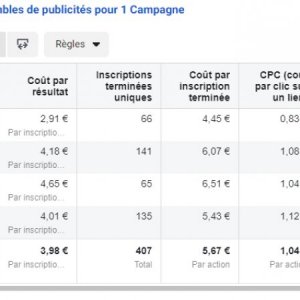 Statistiques FB ADS Lead Gen conférence en ligne