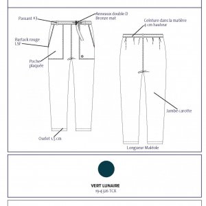 Fiche technique pantalon carotte femme