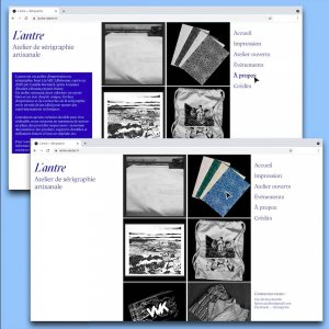 site internet pour "l'antre", atelier de sérigraphie artisanale