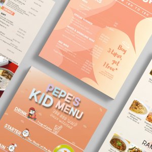Design de menus pour Pépé la Poule