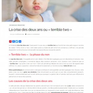 La crise des deux ans ou "terrible two"