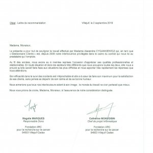 Lettre de recommandation 1